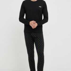 Fila Bavlněné pyžamo Fila černá barva