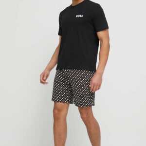 Boss Bavlněné pyžamo BOSS černá barva