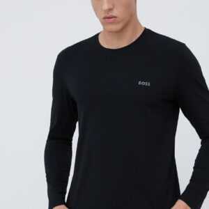 Boss Pyžamové tričko s dlouhým rukávem BOSS černá barva