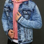 Dstreet Pánská moderní riflová bunda s potiskem na zadní straně