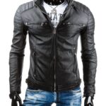 Dstreet Zajímavá koženková černá bunda