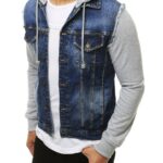 Dstreet Modrá riflová bunda s kapucí