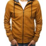 Dstreet Kamelová koženková bunda s praktickou kapucňou