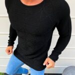 Dstreet Černý svetr s nádherným prošíváním