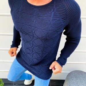 Dstreet Granátový svetr s nádherným prošíváním