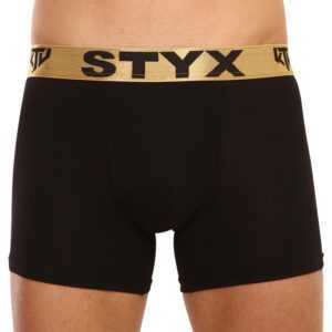Styx Pánské boxerky Styx / KTV long sportovní guma černé - zlatá guma (UTZ960) XXL