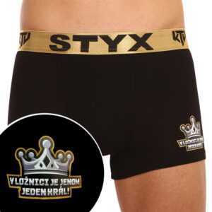 Styx Pánské boxerky Styx / KTV sportovní guma černé - zlatá guma (GTZK960) XXL