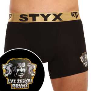 Styx Pánské boxerky Styx / KTV long sportovní guma černé - zlatá guma (UTZL960) XL