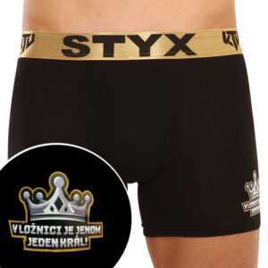 Styx Pánské boxerky Styx / KTV long sportovní guma černé - zlatá guma (UTZK960) XL