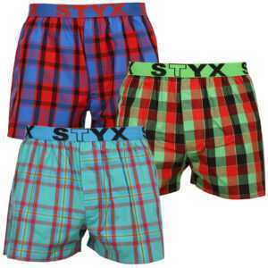 Styx 3PACK pánské trenky Styx sportovní guma vícebarevné (B9373839) S