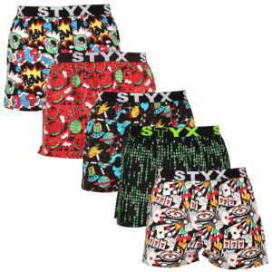 Styx 5PACK pánské trenky Styx art sportovní guma vícebarevné (5B1126913) M