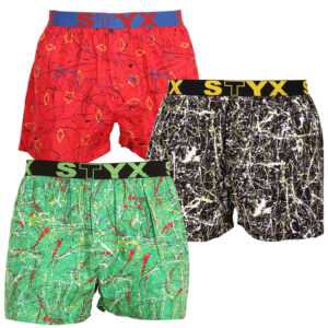 Styx 3PACK pánské trenky Styx art sportovní guma vícebarevné (3B13356) XL