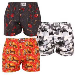 Styx 3PACK pánské trenky Styx art klasická guma vícebarevné (3A14427) XL
