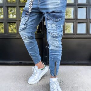 Dstreet Trendové nebesky modré kapsáčové džíny