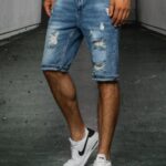 Dstreet Stylové džínové kraťasy v nebesky modré barvě