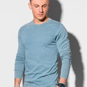 Ombre Clothing Světle-modré stylové tričko s dlouhým rukávem L131