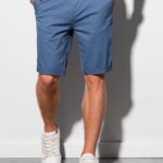 Ombre Clothing Jednoduché kraťasy v modré barvě W243