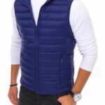 Dstreet Jednoduchá tmavě granátová vesta s kapucí