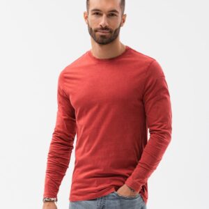 Ombre Clothing Červené stylové tričko s dlouhým rukávem L131