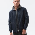 Ombre Clothing Přechodná granátová bunda C538