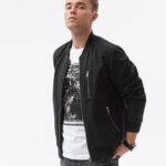 Ombre Clothing Stylová černá bomber bunda C513