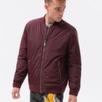 Ombre Clothing Přechodná tmavě červená bunda C538