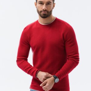 Ombre Clothing Červený bavlněný pánský svetr E121