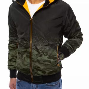 Dstreet Stylová oboustranná maskáčově zelená bunda