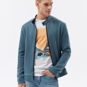 Ombre Clothing Zajímavá modrá mikina bez kapuce C453