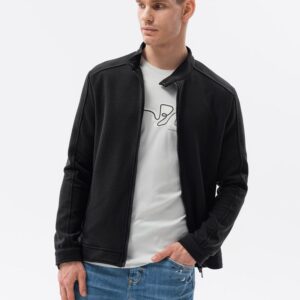 Ombre Clothing Zajímavá černá mikina bez kapuce C453