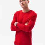 Ombre Clothing Červený pohodlný svetr E177