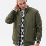 Ombre Clothing Přechodná olivová bunda C538