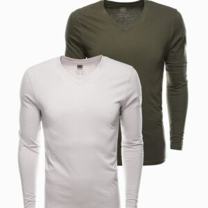 Ombre Clothing Dvojbalení triček s dlouhým rukávem a V výstřihem Z41-V5