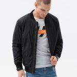 Ombre Clothing Přechodná černá bunda C538