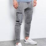 Ombre Clothing Šedé tepláky ve stylovém provedení P917