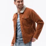 Ombre Clothing Hnědá přechodná riflová bunda C524