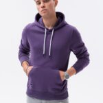 Ombre Clothing Fialová mikina s kapucí B979