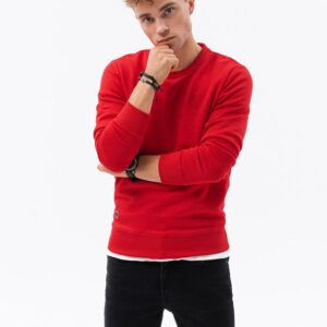 Ombre Clothing Jednoduchá mikina bez kapuce v červené barvě B978