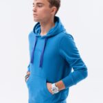 Ombre Clothing Stylová modrá mikina s nápisem B1351