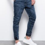 Ombre Clothing Modré jogger kalhoty v moderním provedení P1027