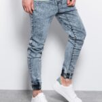 Ombre Clothing Světle modré jogger kalhoty v moderním provedení P1027