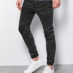 Ombre Clothing Černé jogger kalhoty v moderním provedení P1027