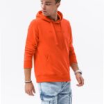 Ombre Clothing Stylová oranžová mikina s nápisem B1351