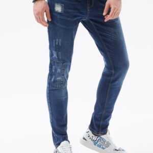 Ombre Clothing Pánské modré rifle ve stylovém provedení P1060