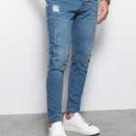 Ombre Clothing Pánské světle modré rifle ve stylovém provedení P1060