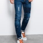 Ombre Clothing Originální skinny fit modré rifle P1063