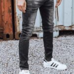 Dstreet Černé bavlněné trendy rifle s lebkami