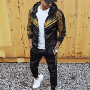 Dstreet Zajímavá černá tepláková souprava s potiskem