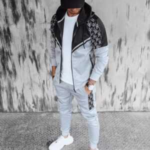 Dstreet Moderní souprava v šedé barvě s kapucí