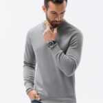 Ombre Clothing Jednoduchá šedá mikina bez kapuce B978